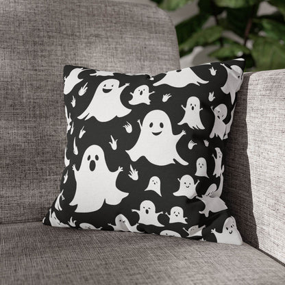 Spooky Ghost Spun Polyester Square Pillowcase - DeRose Seasonal
