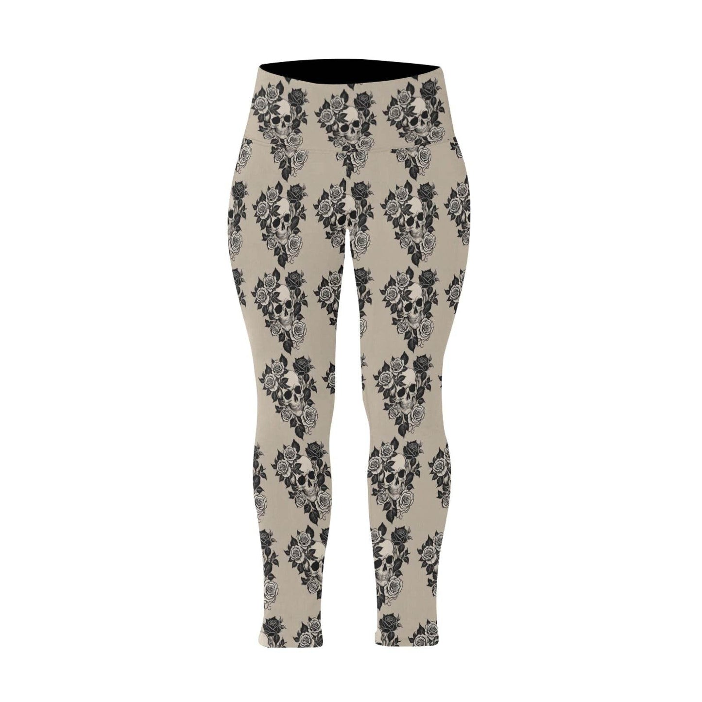 Gothic Tan Women's Plus Size High Waited Leggings Women's High Waist Leggings(Plus Size)(ModelL45) - DeRose Seasonal