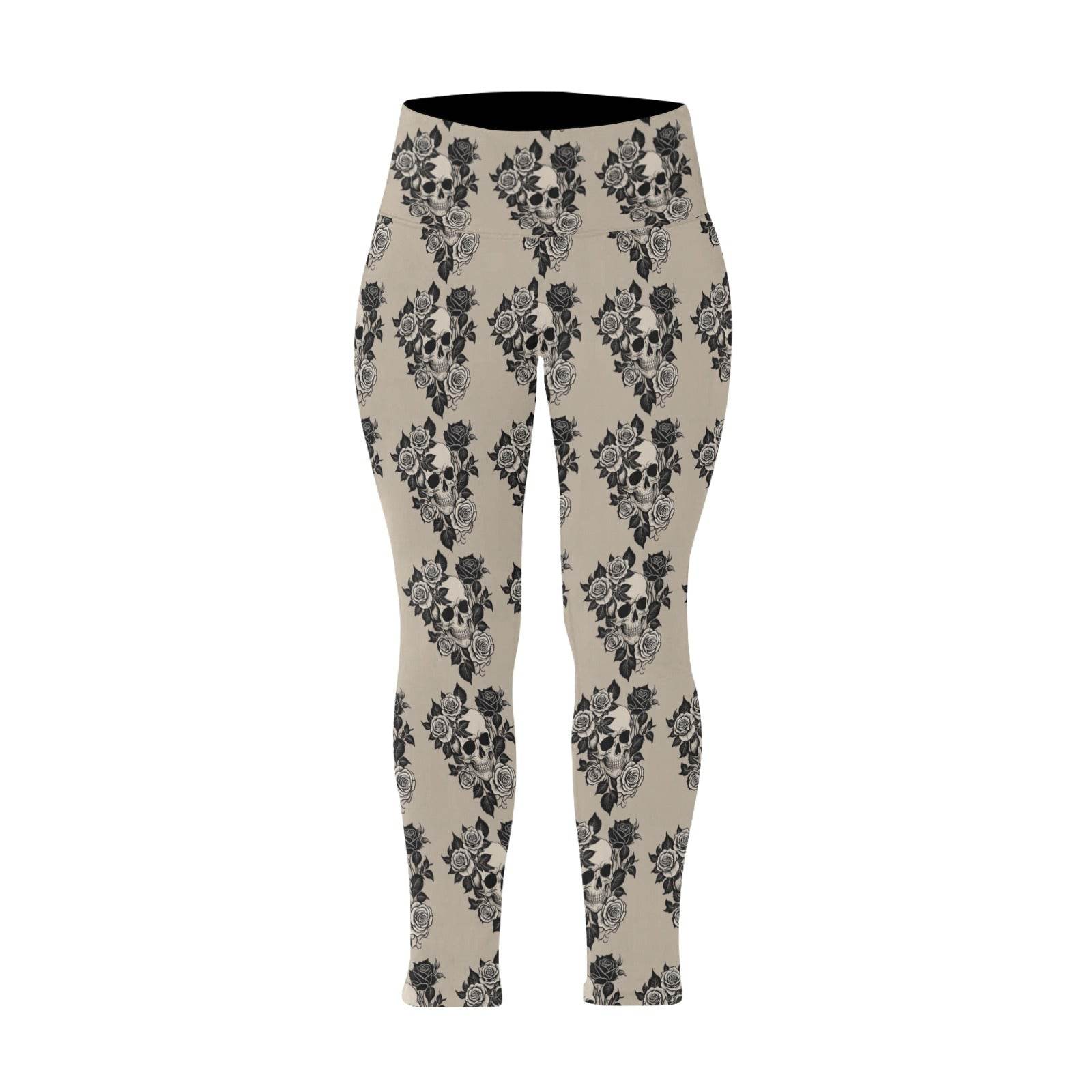 Gothic Tan Women's Plus Size High Waited Leggings Women's High Waist Leggings(Plus Size)(ModelL45) - DeRose Seasonal