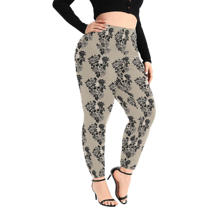 Gothic Tan Women's Plus Size High Waited Leggings Women's High Waist Leggings(Plus Size)(ModelL45) - DeRose Seasonal