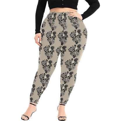 Gothic Tan Women's Plus Size High Waited Leggings Women's High Waist Leggings(Plus Size)(ModelL45) - DeRose Seasonal