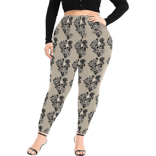 Gothic Tan Women's Plus Size High Waited Leggings Women's High Waist Leggings(Plus Size)(ModelL45) - DeRose Seasonal