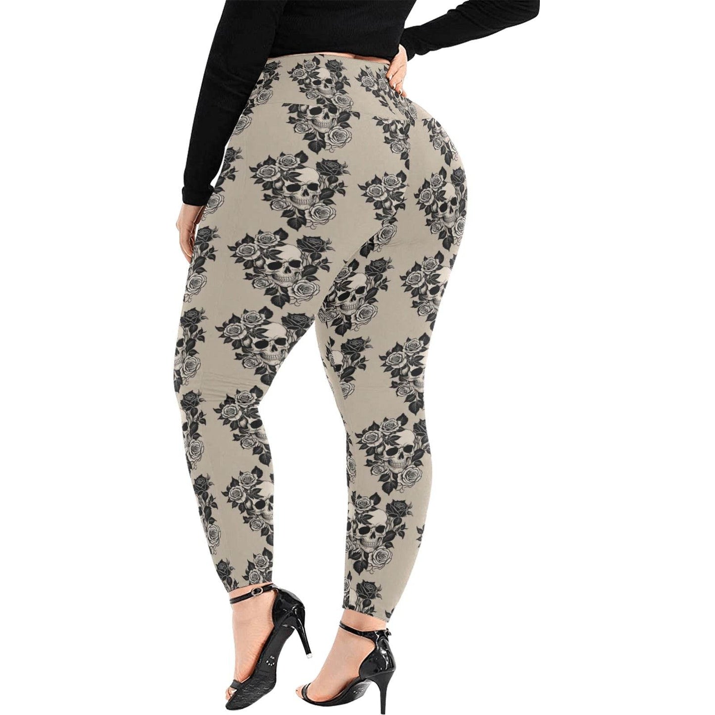 Gothic Tan Women's Plus Size High Waited Leggings Women's High Waist Leggings(Plus Size)(ModelL45) - DeRose Seasonal