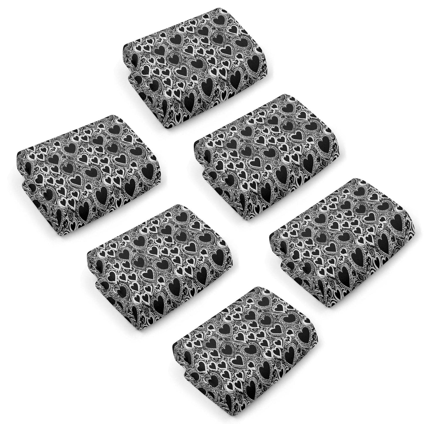 Groovy Black and White Hearts Hand Towels (6 Pcs) - DeRose Seasonal