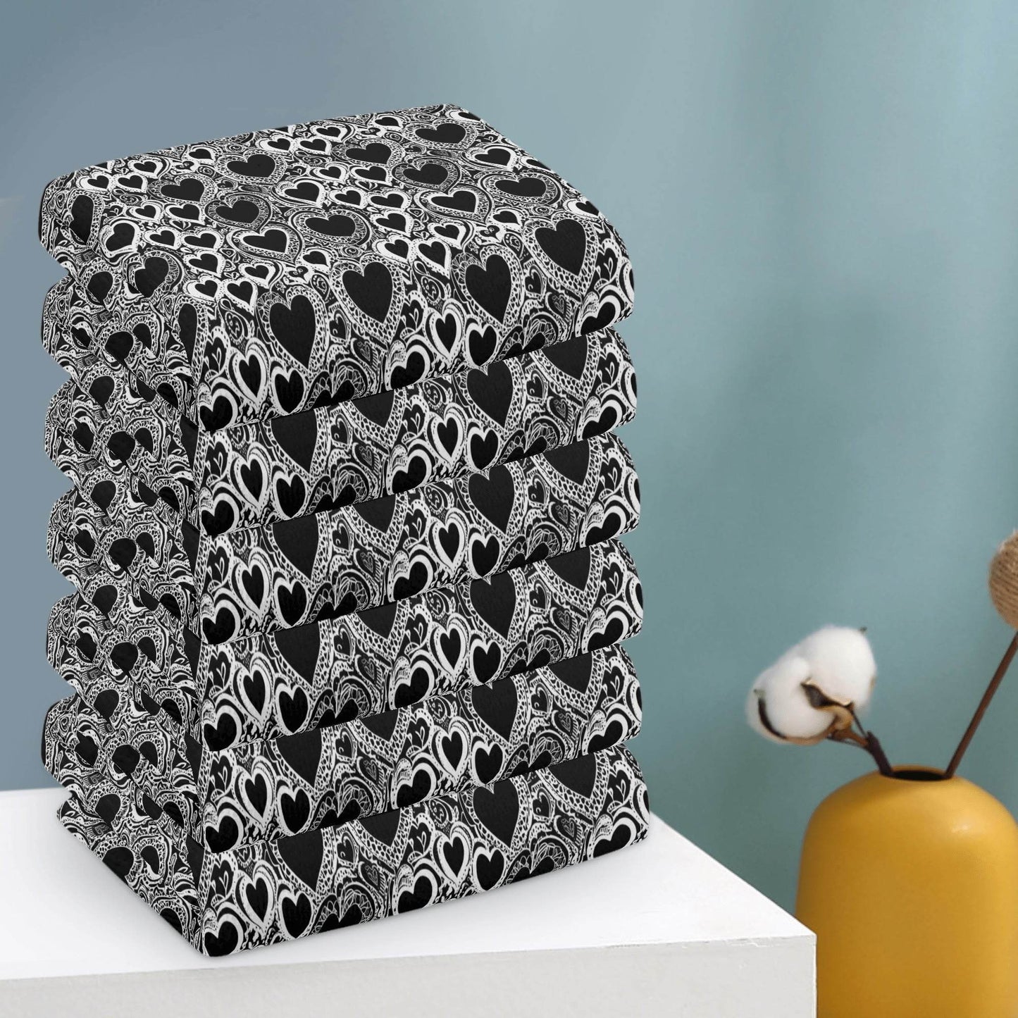 Groovy Black and White Hearts Hand Towels (6 Pcs) - DeRose Seasonal