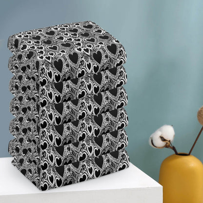 Groovy Black and White Hearts Hand Towels (6 Pcs) - DeRose Seasonal