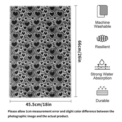Groovy Black and White Hearts Hand Towels (6 Pcs) - DeRose Seasonal