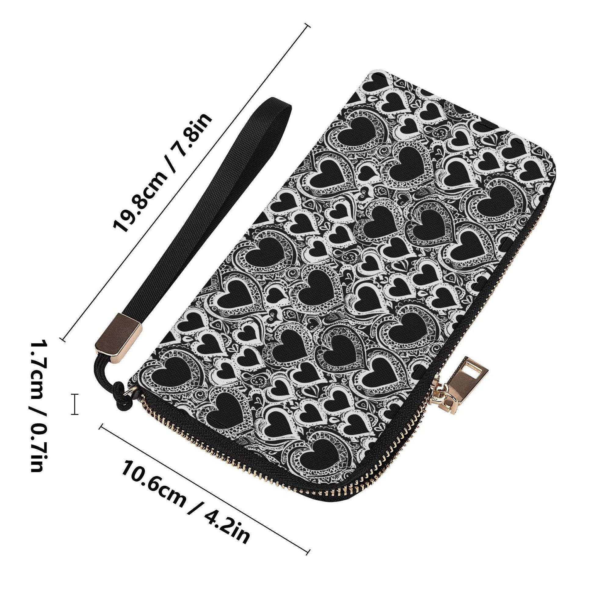 Groovy Hearts Leather Women's Zipper Wristlet Wallet - DeRose Seasonal