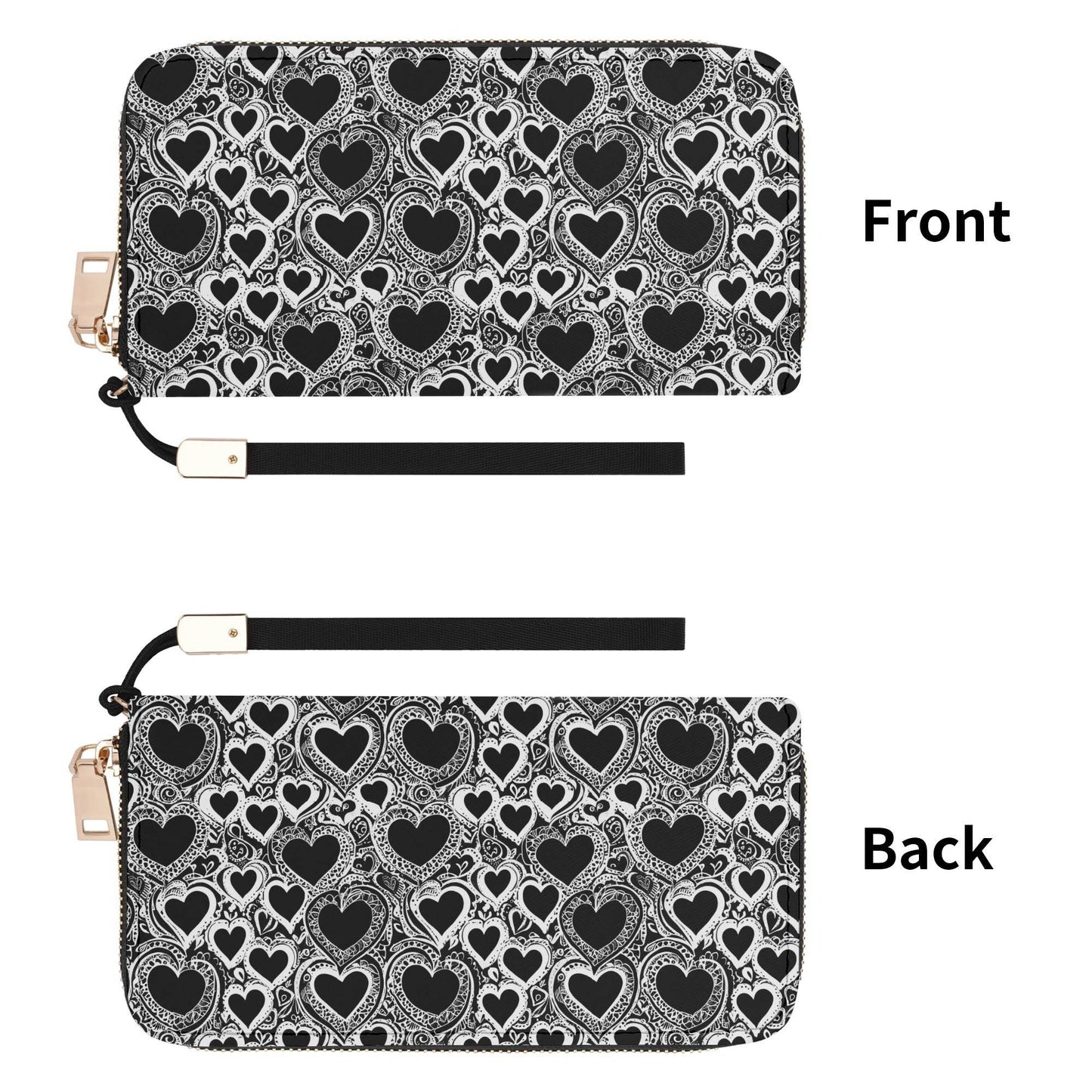 Groovy Hearts Leather Women's Zipper Wristlet Wallet - DeRose Seasonal
