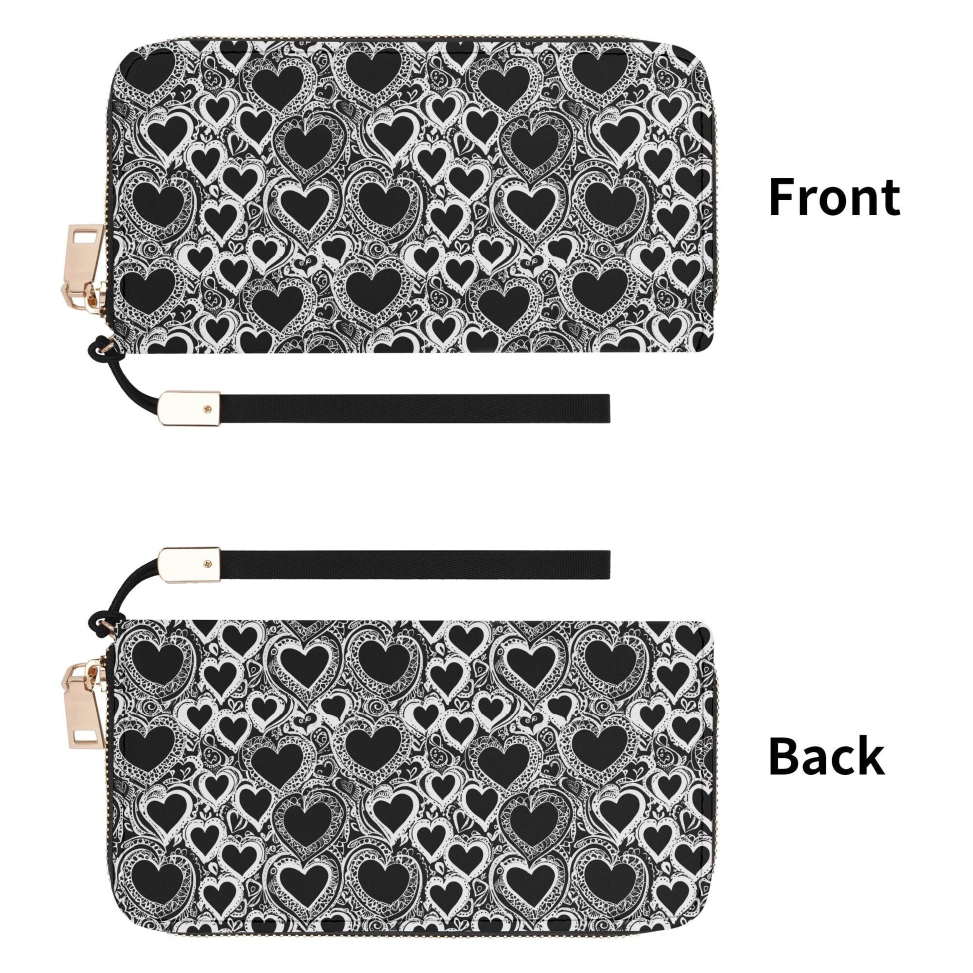 Groovy Hearts Leather Women's Zipper Wristlet Wallet - DeRose Seasonal