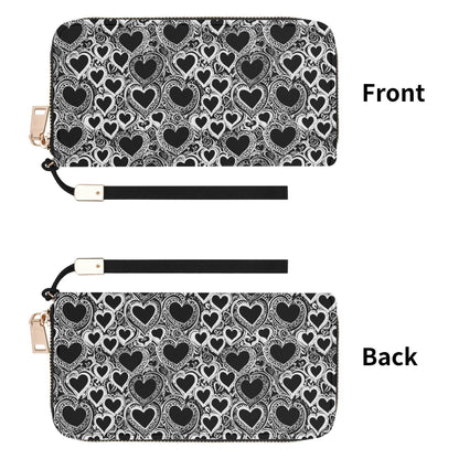 Groovy Hearts Leather Women's Zipper Wristlet Wallet - DeRose Seasonal