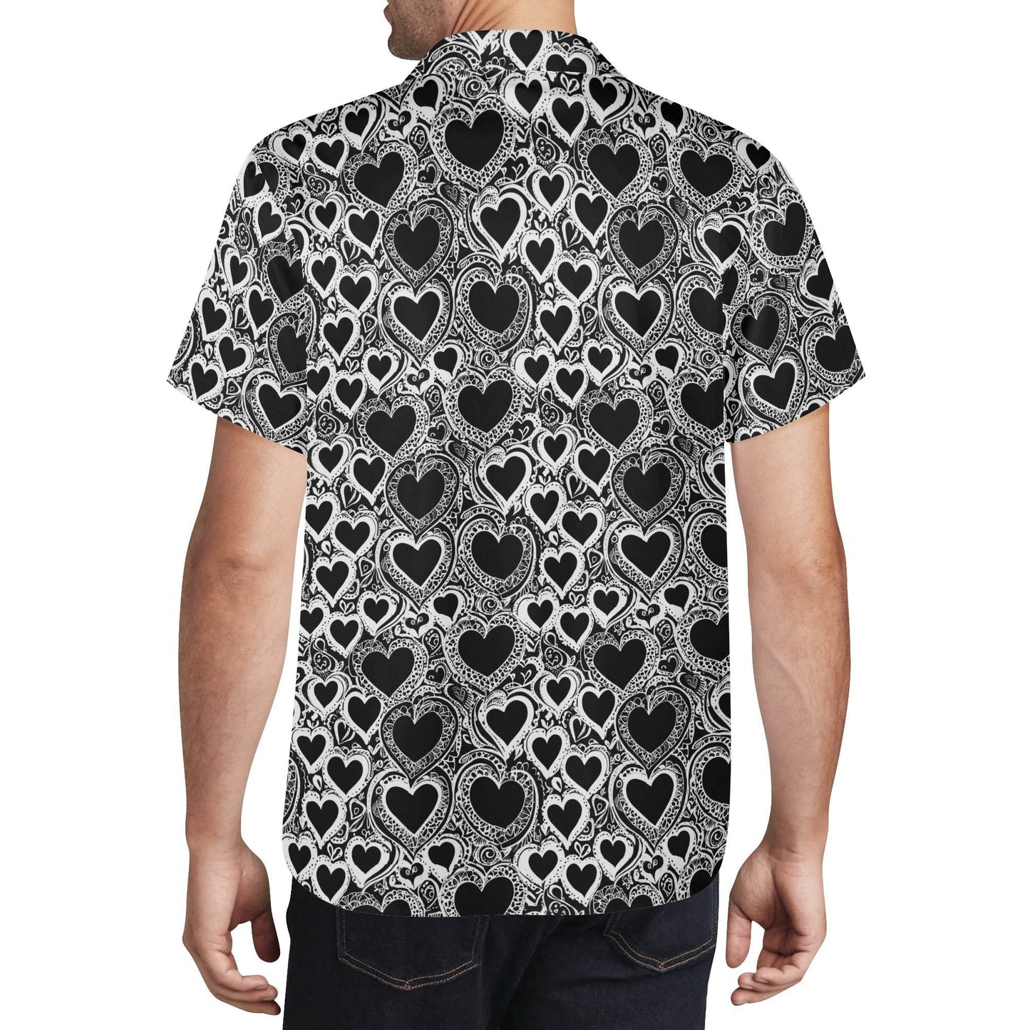 Groovy Hearts Men's Casual Hawaiian Shirt - DeRose Seasonal