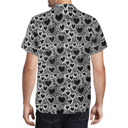 Groovy Hearts Men's Casual Hawaiian Shirt - DeRose Seasonal