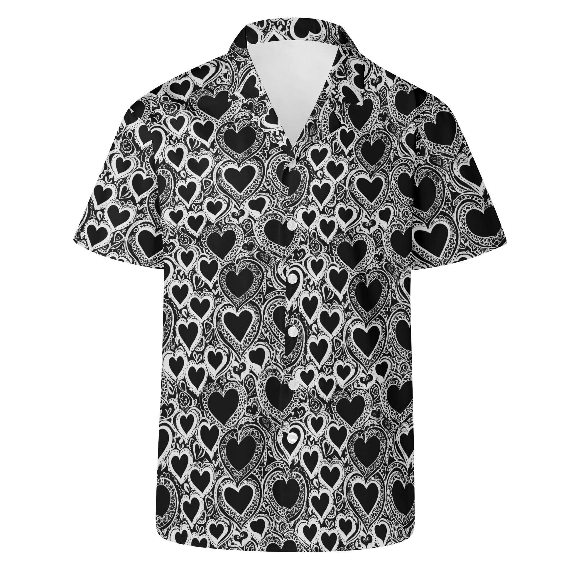 Groovy Hearts Men's Casual Hawaiian Shirt - DeRose Seasonal
