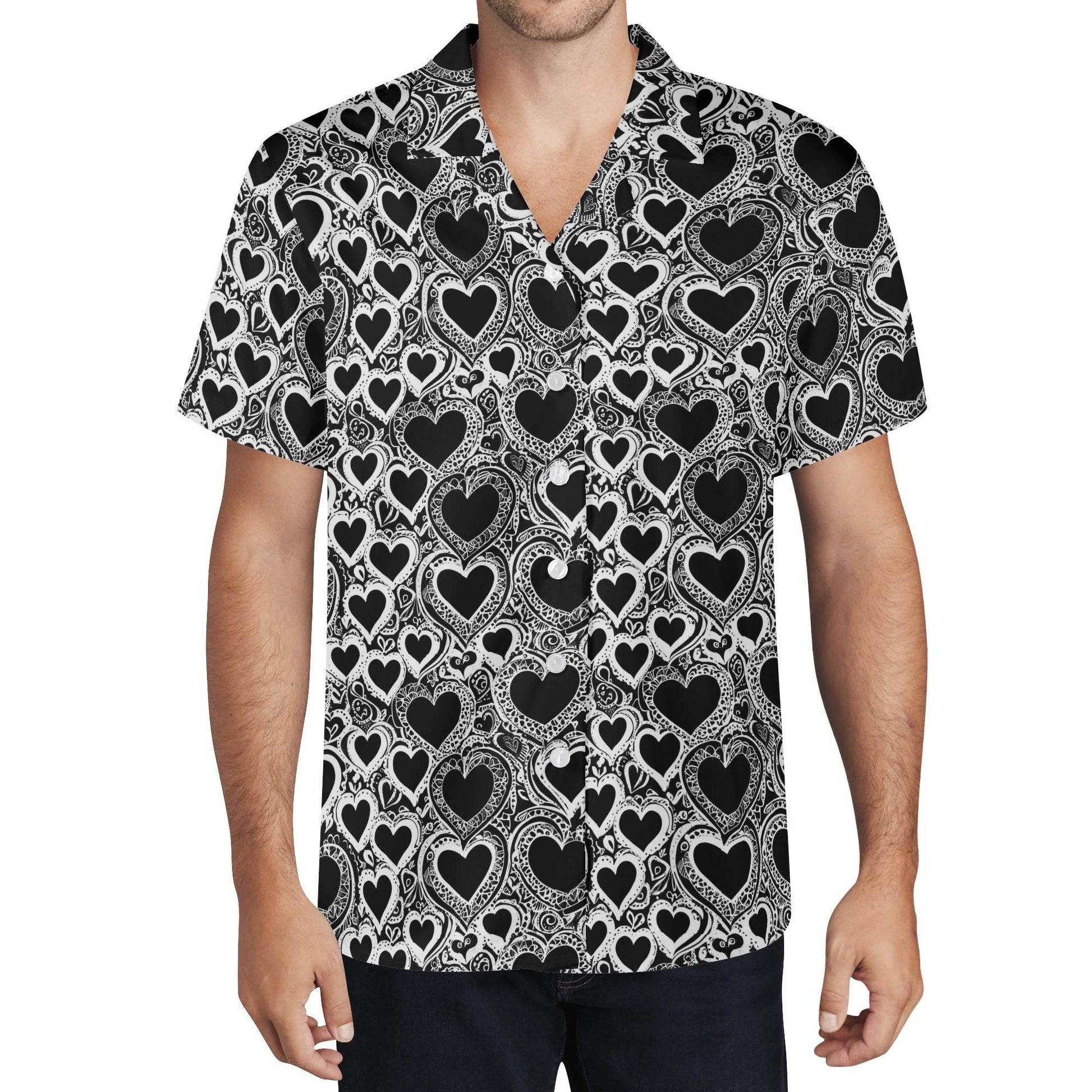 Groovy Hearts Men's Casual Hawaiian Shirt - DeRose Seasonal