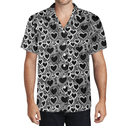 Groovy Hearts Men's Casual Hawaiian Shirt - DeRose Seasonal