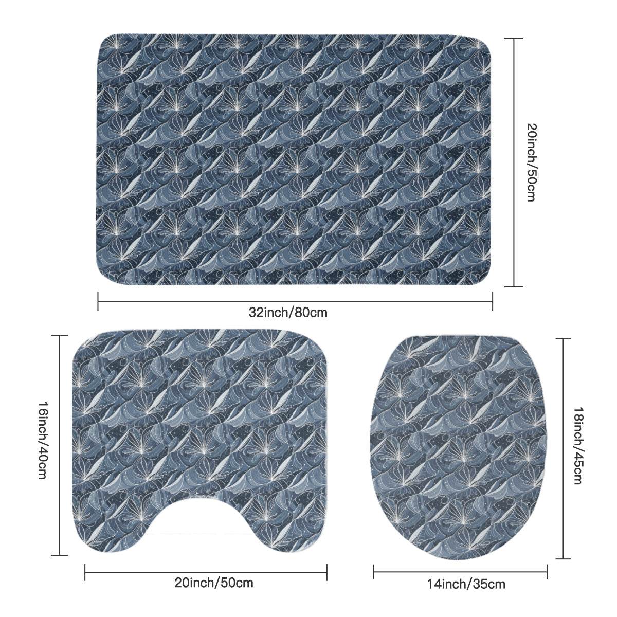 Cold Wind Bathroom Four-Piece Set(Shower Curtain + Toilet Cover Mat + Toilet Foot Mat + Floor Mat)| Polyester - DeRose Seasonal