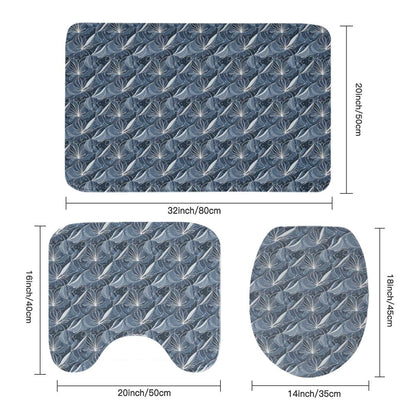Cold Wind Bathroom Four-Piece Set(Shower Curtain + Toilet Cover Mat + Toilet Foot Mat + Floor Mat)| Polyester - DeRose Seasonal