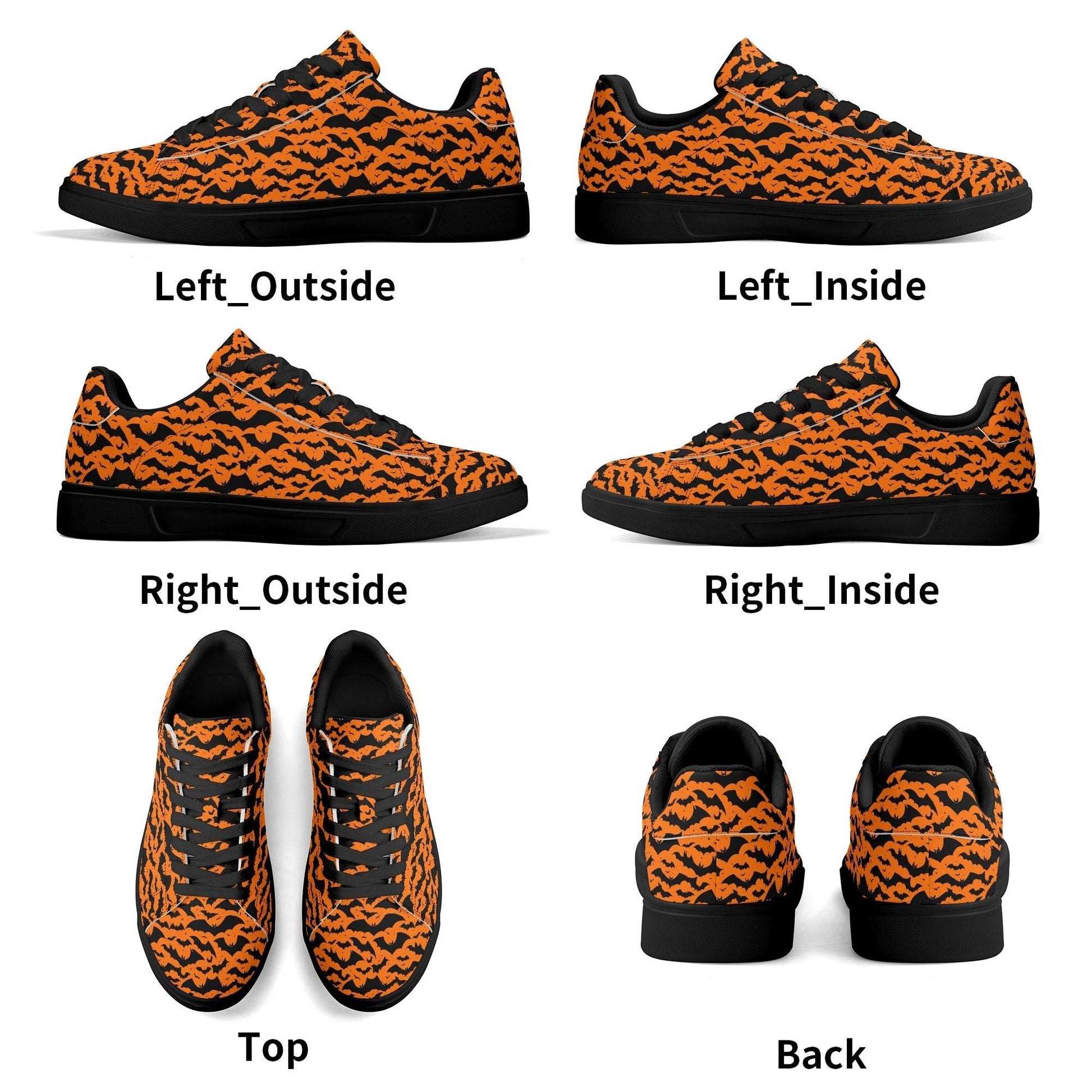 Halloween Bats Adult Lightweight Brand Low Top Leather Shoes - DeRose Seasonal