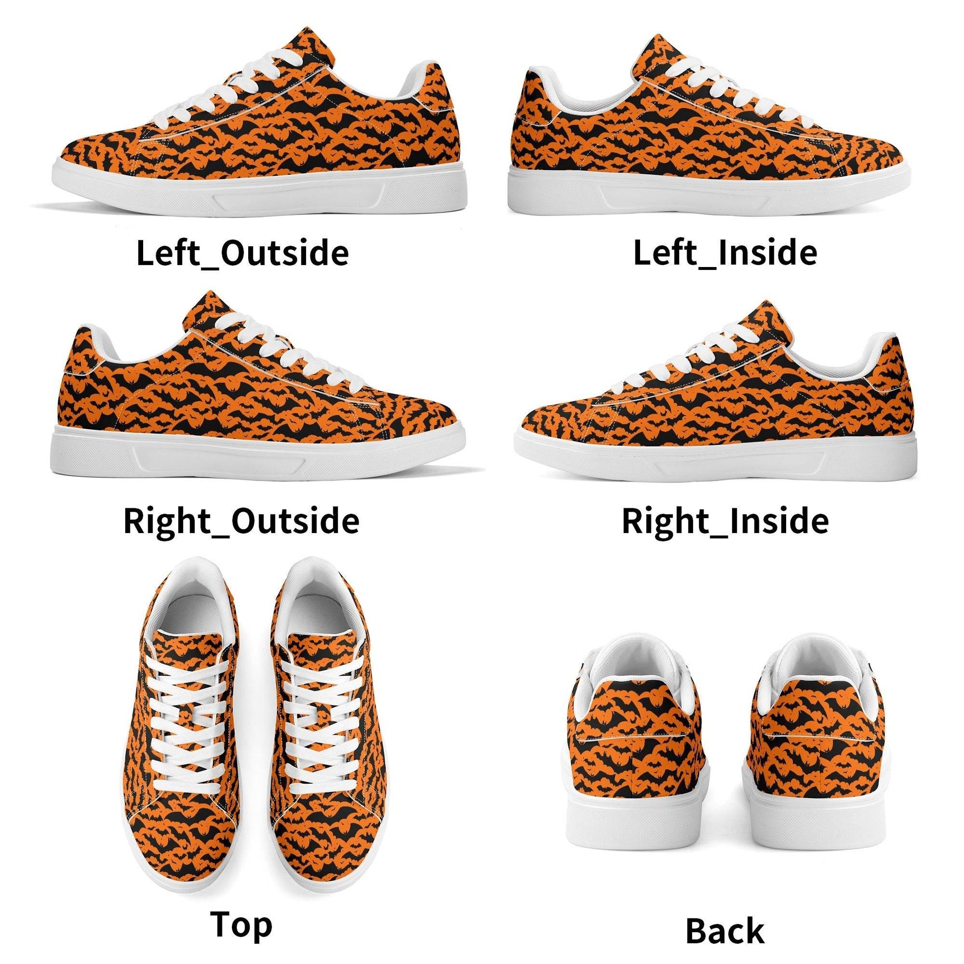 Halloween Bats Adult Lightweight Brand Low Top Leather Shoes - DeRose Seasonal