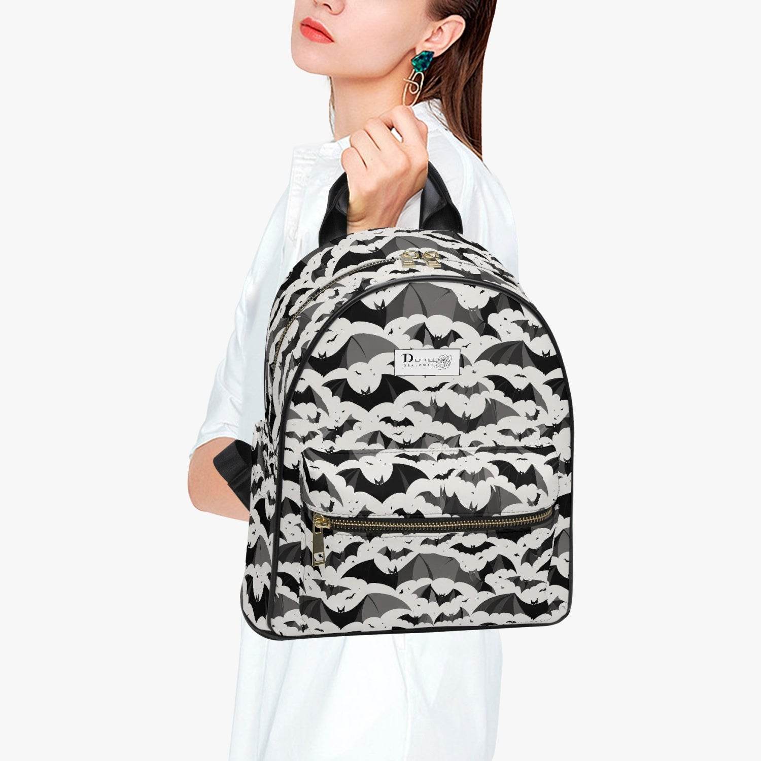 Bats Leather Large Interior Backpack - DeRose Seasonal