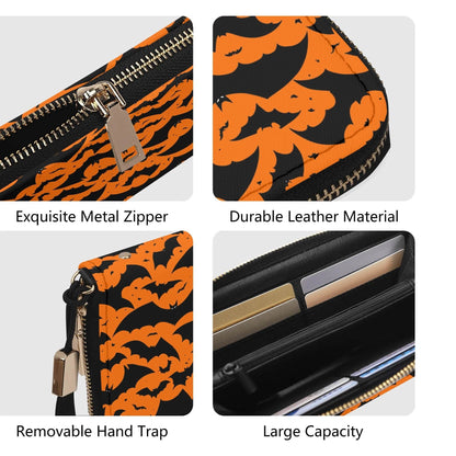 Halloween Bats Leather Zipper Wristlet Wallet - DeRose Seasonal
