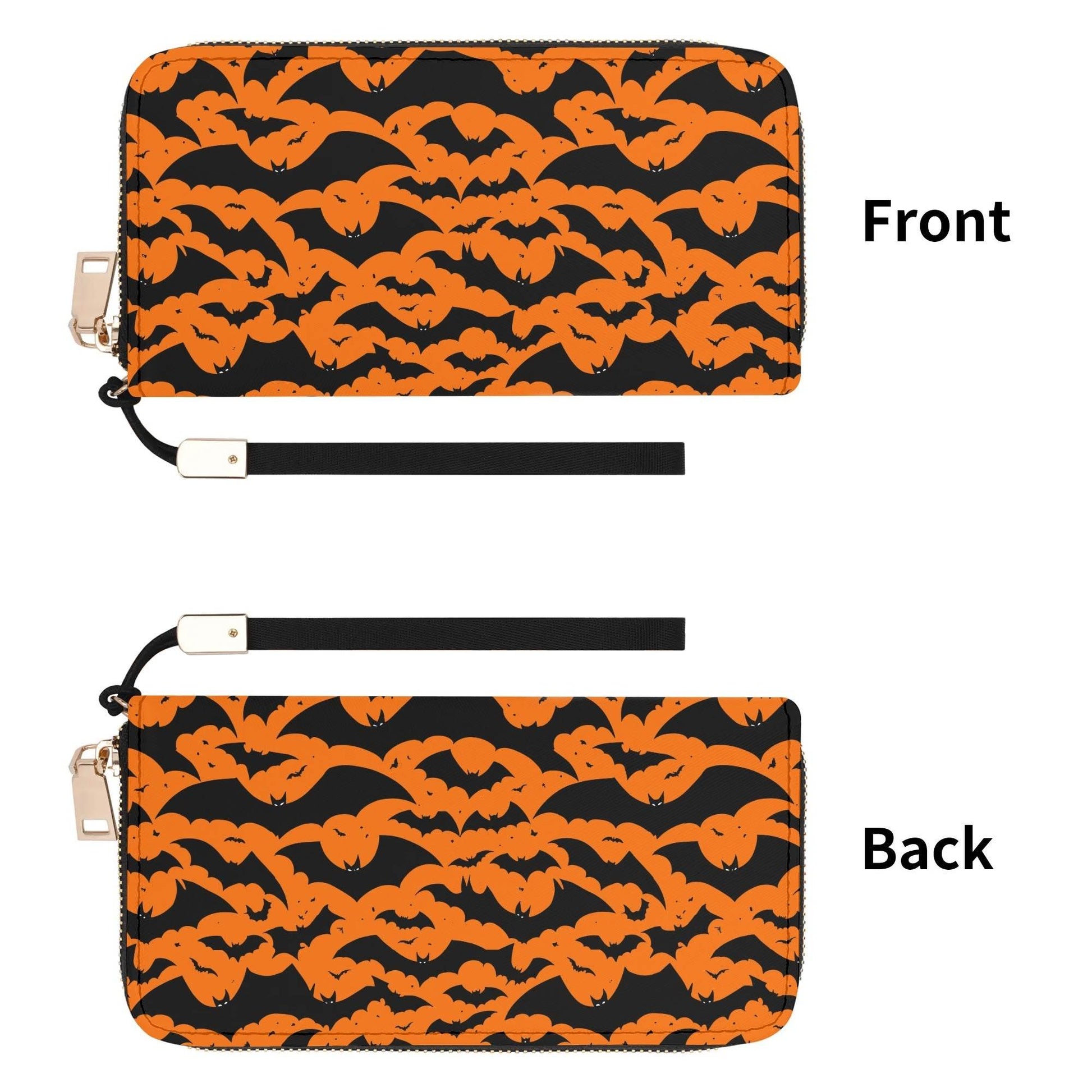 Halloween Bats Leather Zipper Wristlet Wallet - DeRose Seasonal