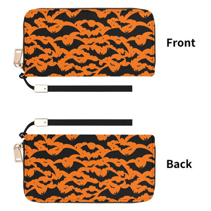 Halloween Bats Leather Zipper Wristlet Wallet - DeRose Seasonal