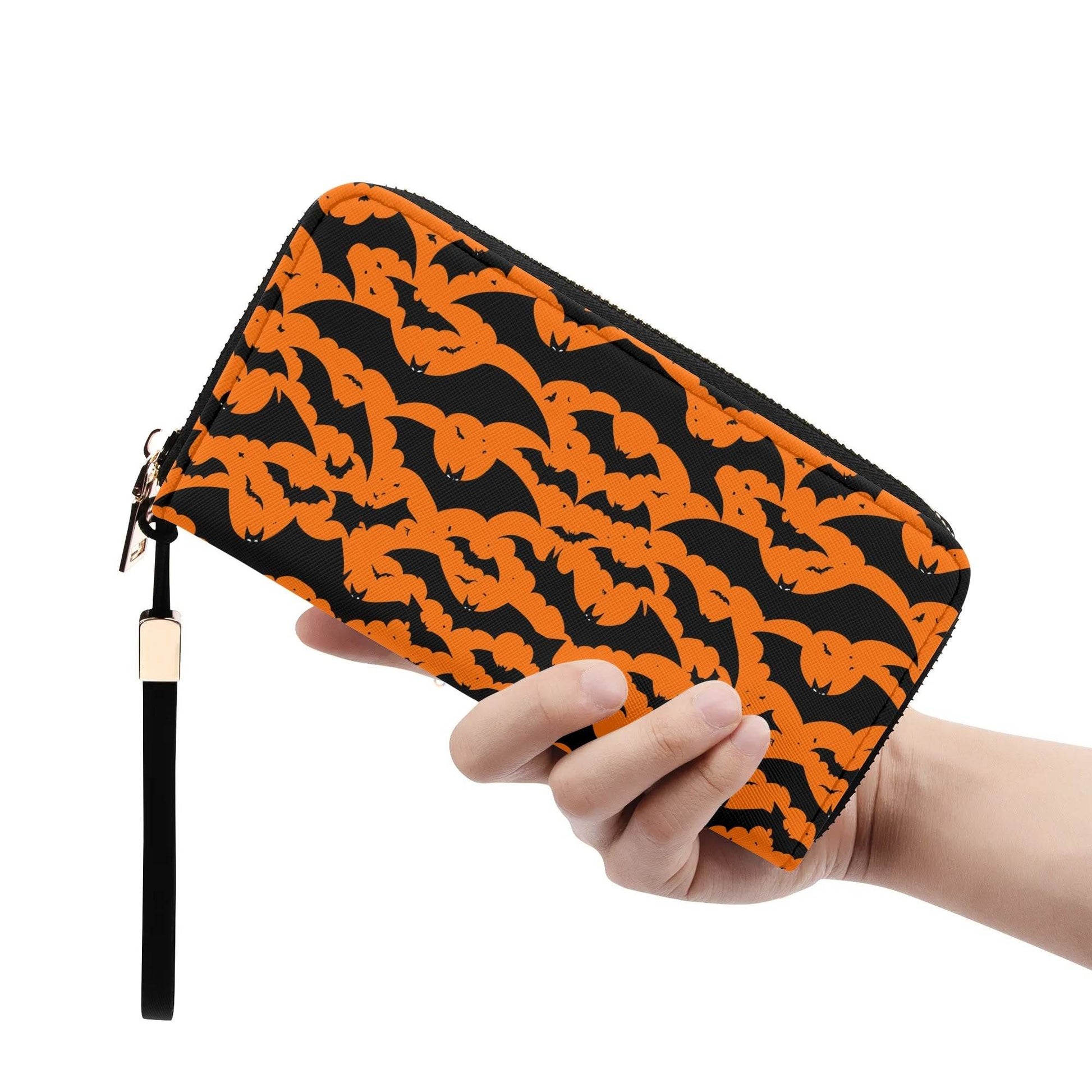 Halloween Bats Leather Zipper Wristlet Wallet - DeRose Seasonal