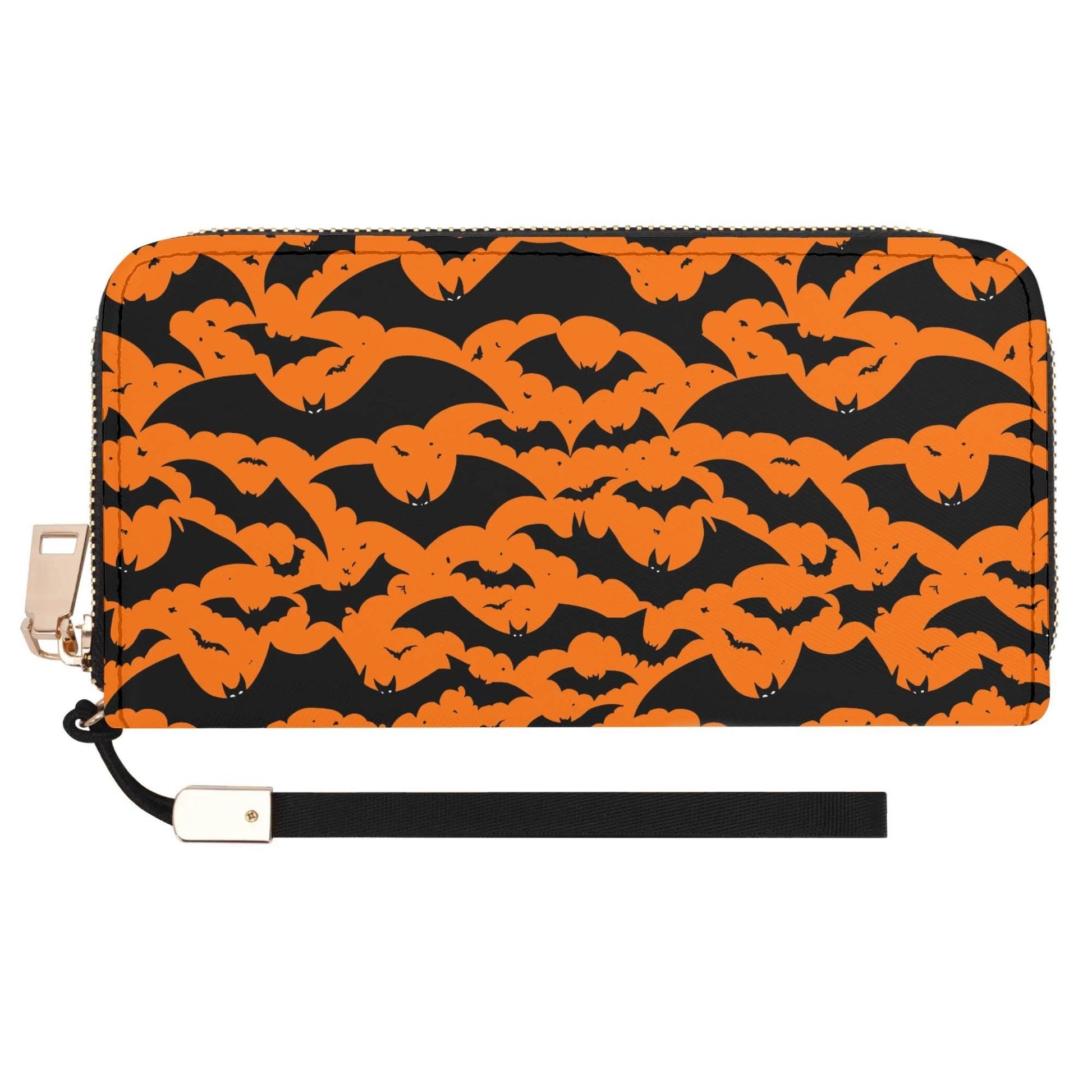 Halloween Bats Leather Zipper Wristlet Wallet - DeRose Seasonal