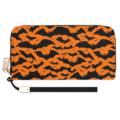 Halloween Bats Leather Zipper Wristlet Wallet - DeRose Seasonal