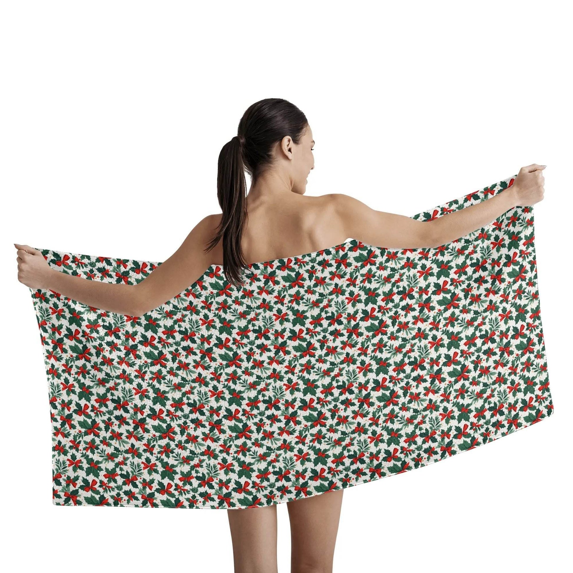 Holly Bow Bath Towel - DeRose Seasonal