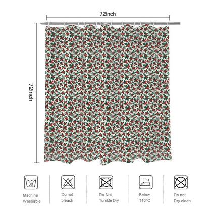 Holly Bow Bathroom Four-Piece Set(Shower Curtain + Toilet Cover Mat + Toilet Foot Mat + Floor Mat)| Polyester - DeRose Seasonal