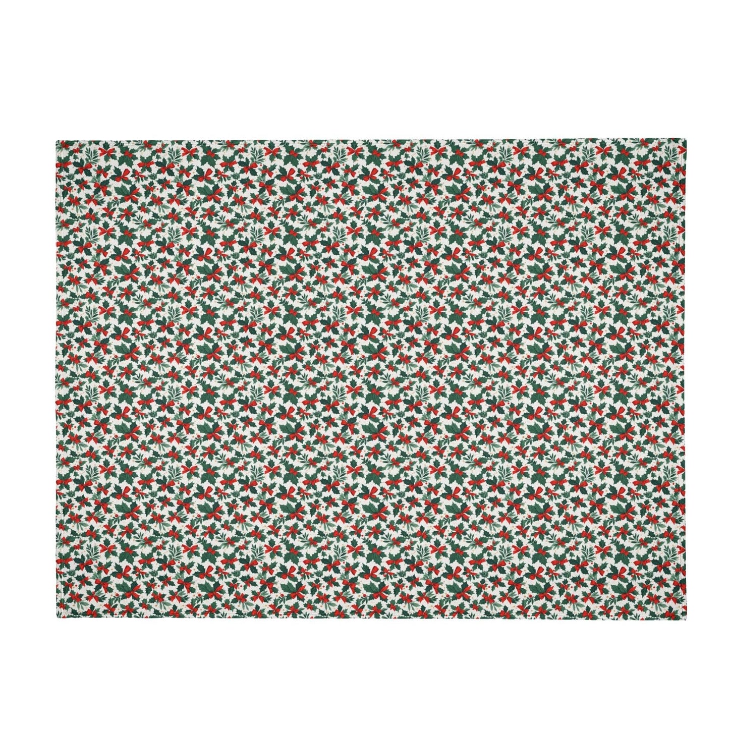 Holly Bow Flannel Breathable Blanket 4 Sizes - DeRose Seasonal