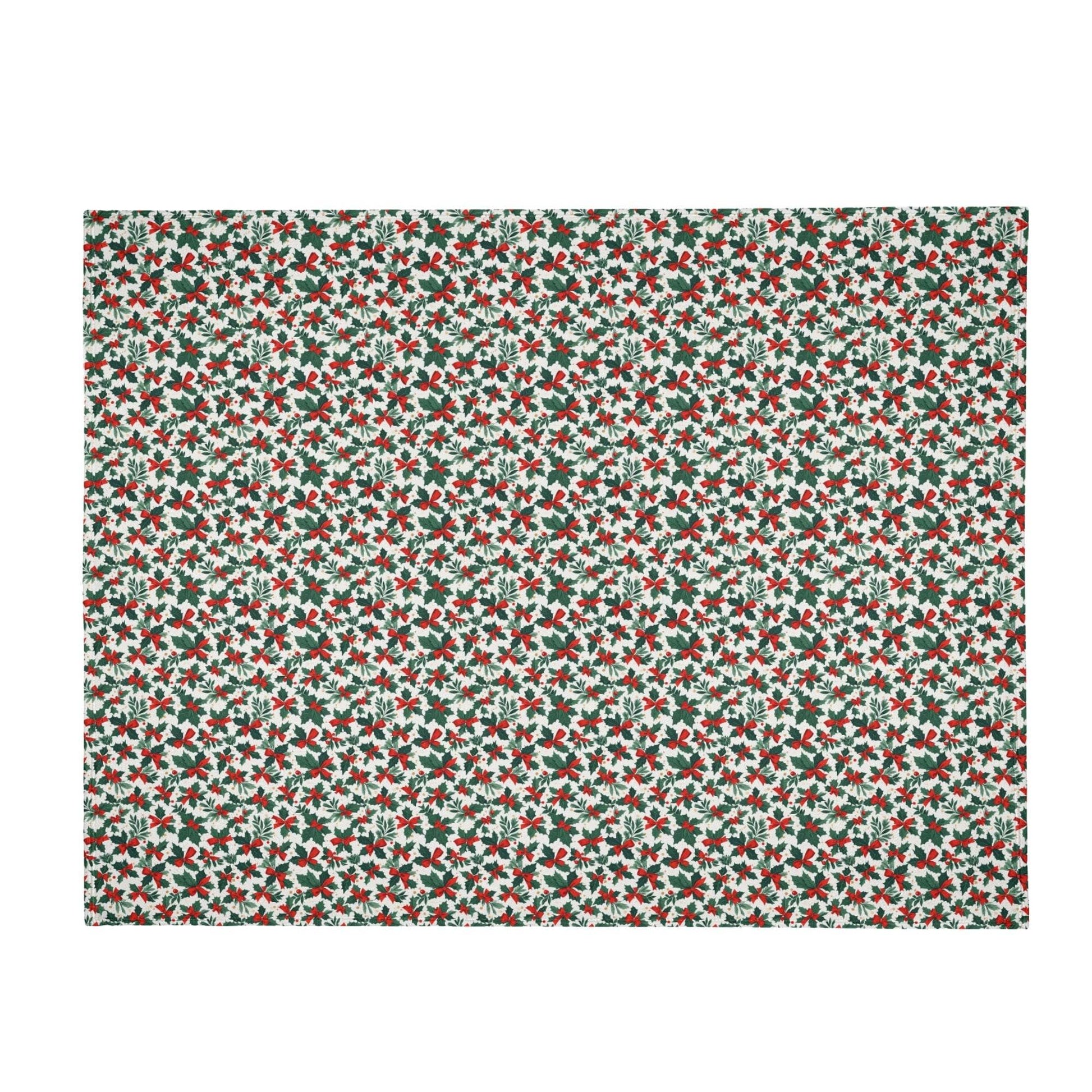 Holly Bow Flannel Breathable Blanket 4 Sizes - DeRose Seasonal