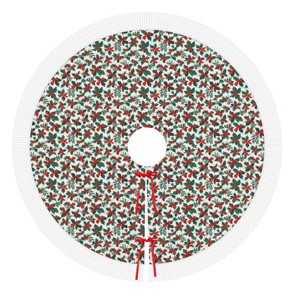 Holly Bow Fringed Christmas Tree Skirts - DeRose Seasonal