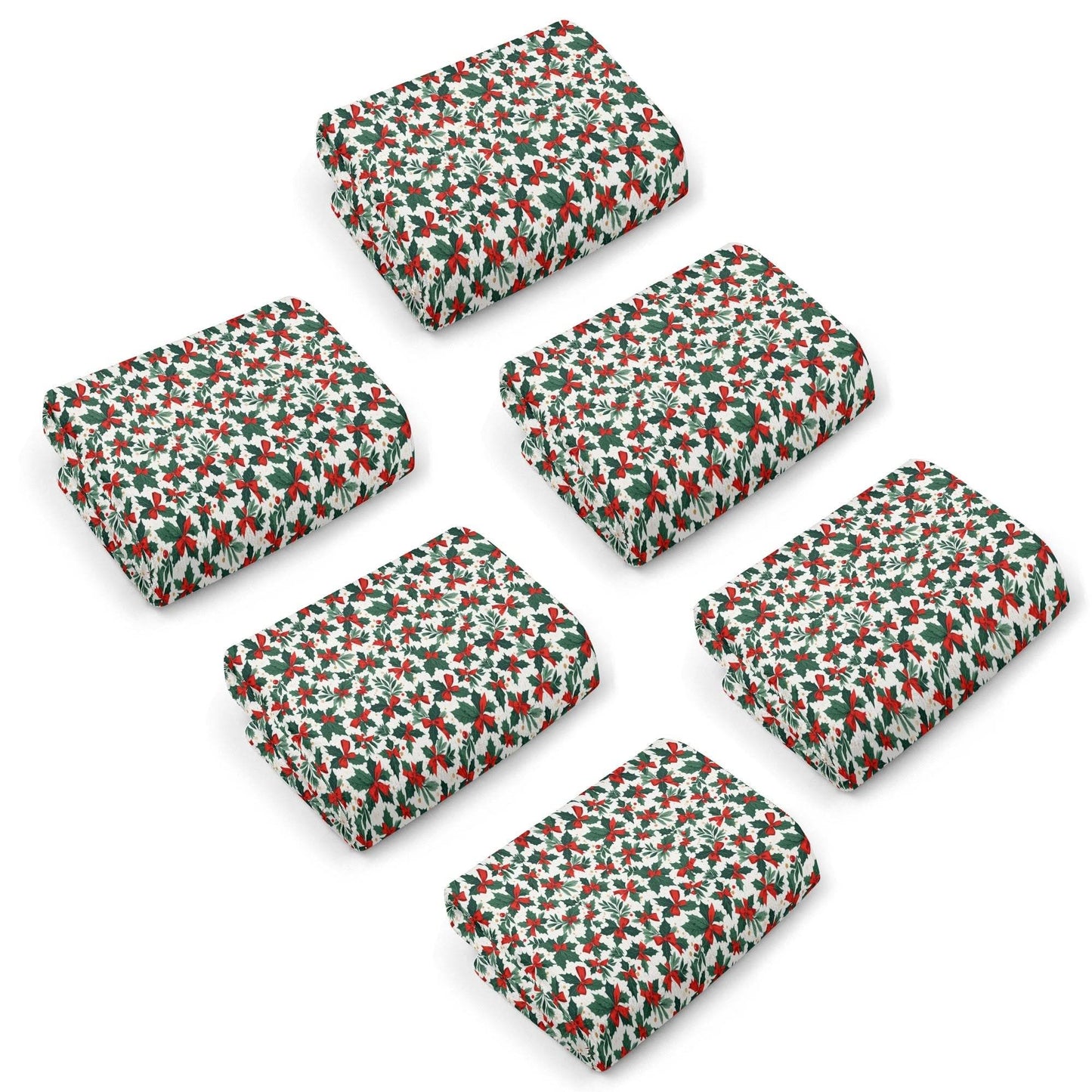 Holly Bow Hand Towels (6 Pcs) - DeRose Seasonal