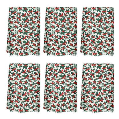 Holly Bow Hand Towels (6 Pcs) - DeRose Seasonal
