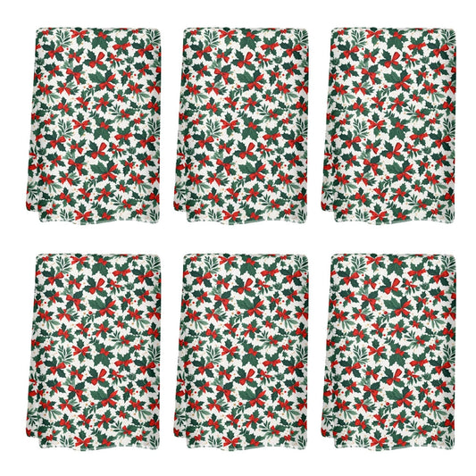 Holly Bow Hand Towels (6 Pcs) - DeRose Seasonal