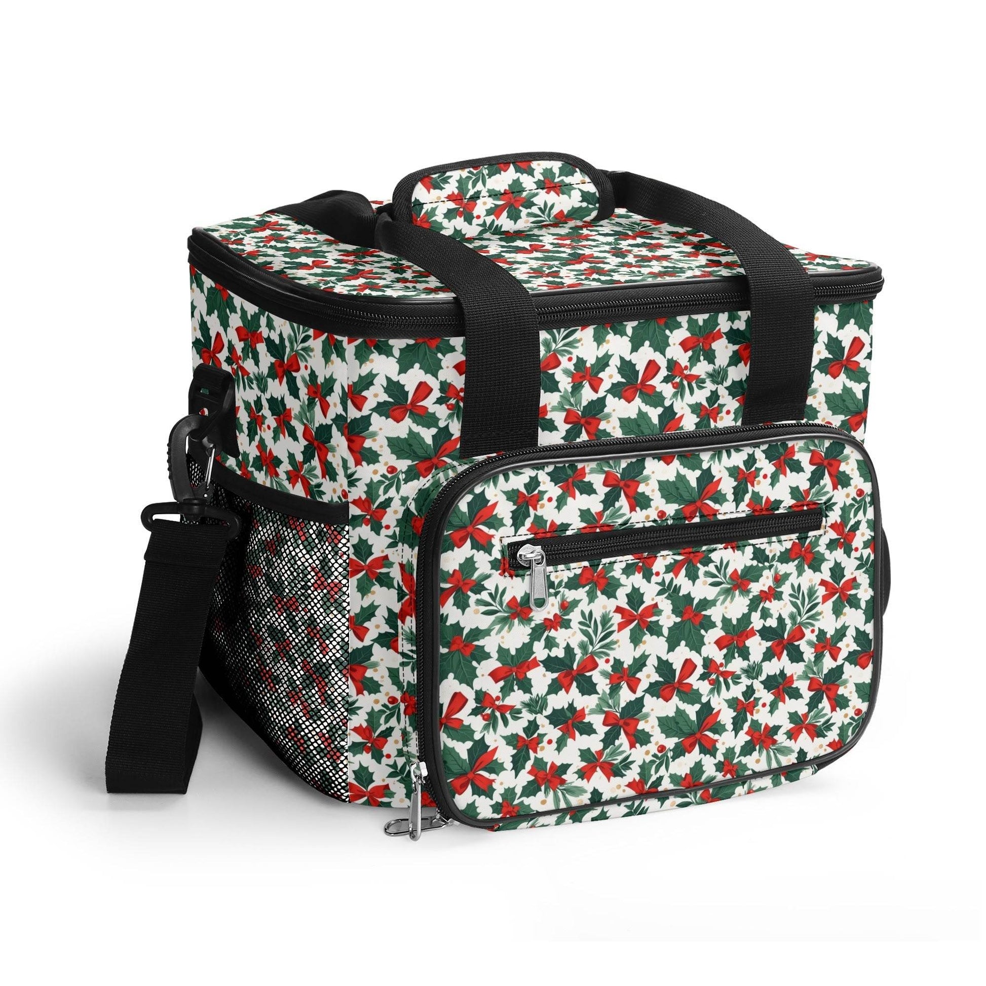 Holly Bow Insulated Leakproof Cooler Bag Lunch Box - DeRose Seasonal