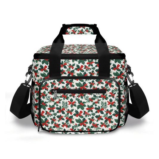 Holly Bow Insulated Leakproof Cooler Bag Lunch Box - DeRose Seasonal