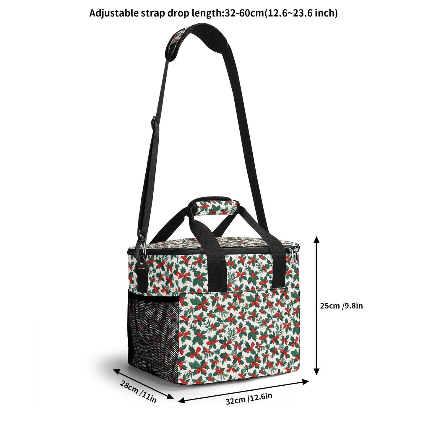 Holly Bow Insulated Leakproof Cooler Bag Lunch Box - DeRose Seasonal