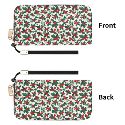 Holly Bow Leather Women's Zipper Wristlet Wallet - DeRose Seasonal