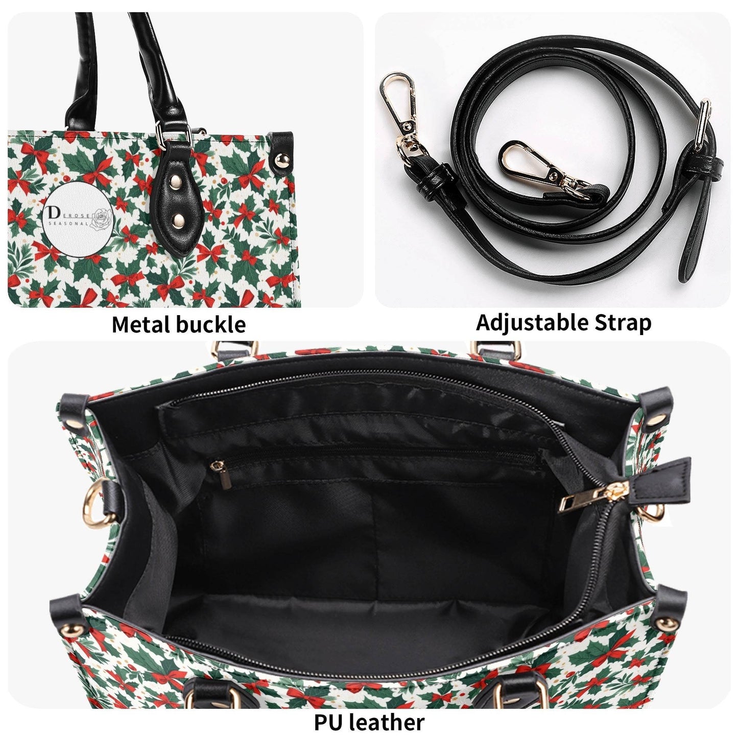 Holly Bow Luxury Women Leather Handbag (3 sizes) - DeRose Seasonal