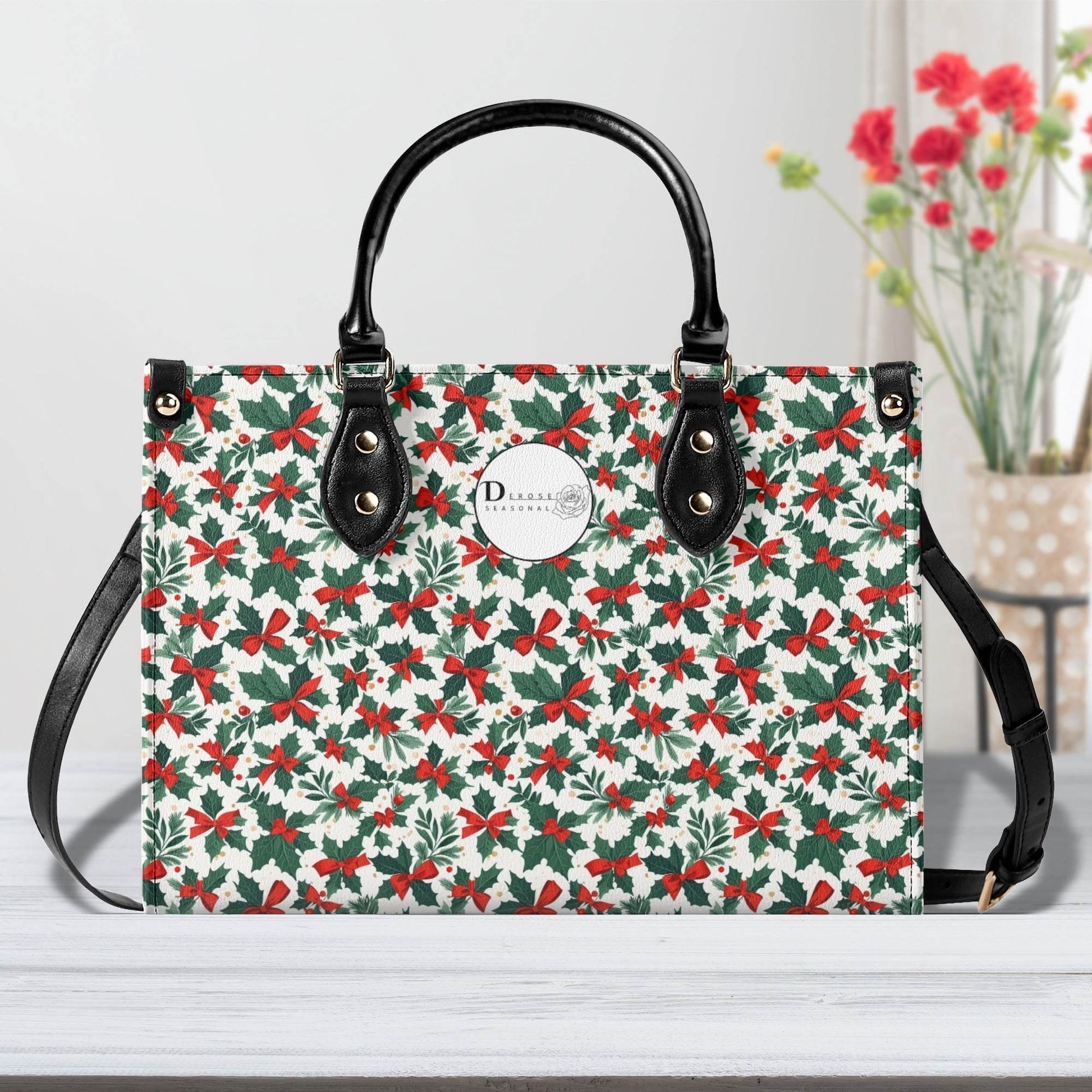 Holly Bow Luxury Women Leather Handbag (3 sizes) - DeRose Seasonal
