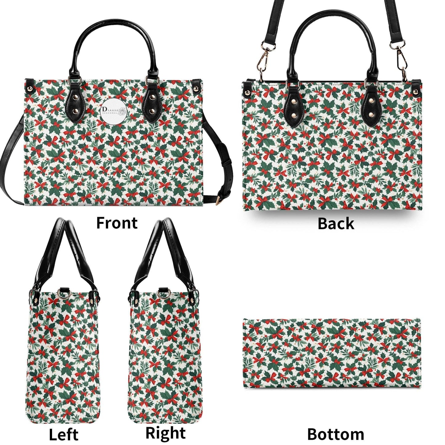 Holly Bow Luxury Women Leather Handbag (3 sizes) - DeRose Seasonal