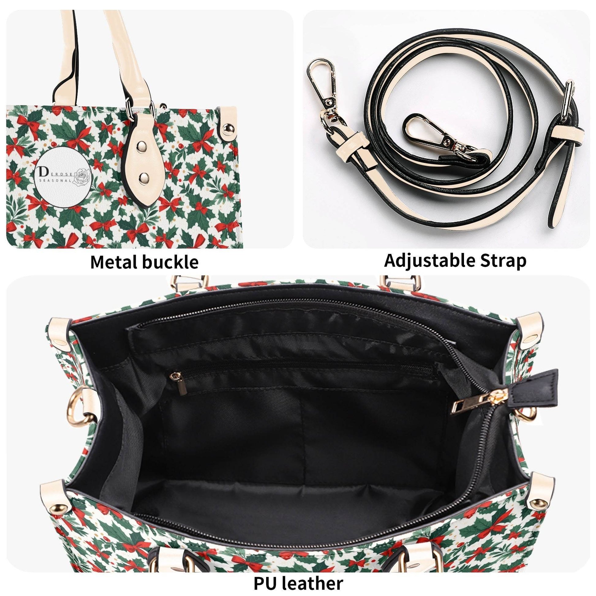Holly Bow Luxury Women Leather Handbag (3 sizes) - DeRose Seasonal