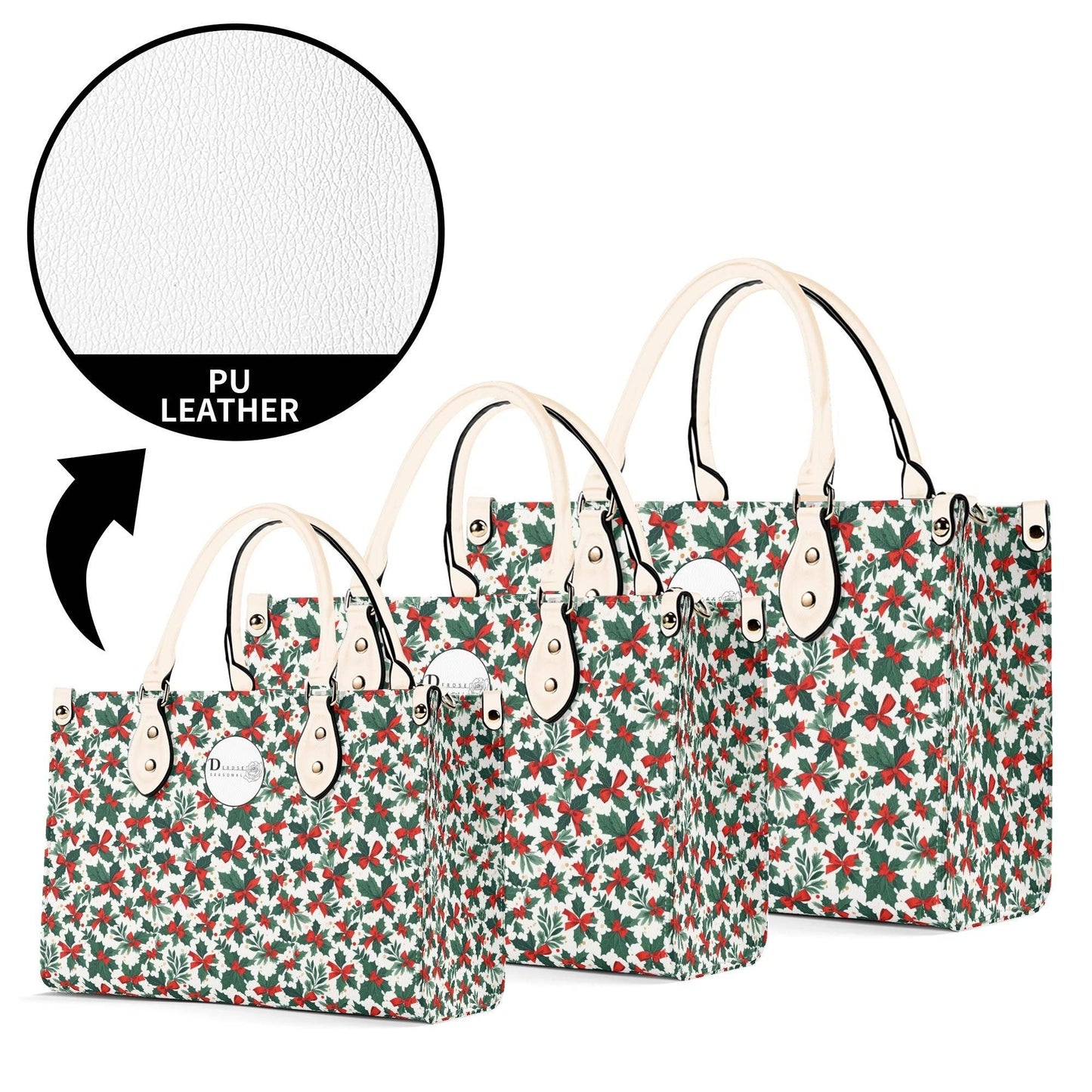 Holly Bow Luxury Women Leather Handbag (3 sizes) - DeRose Seasonal