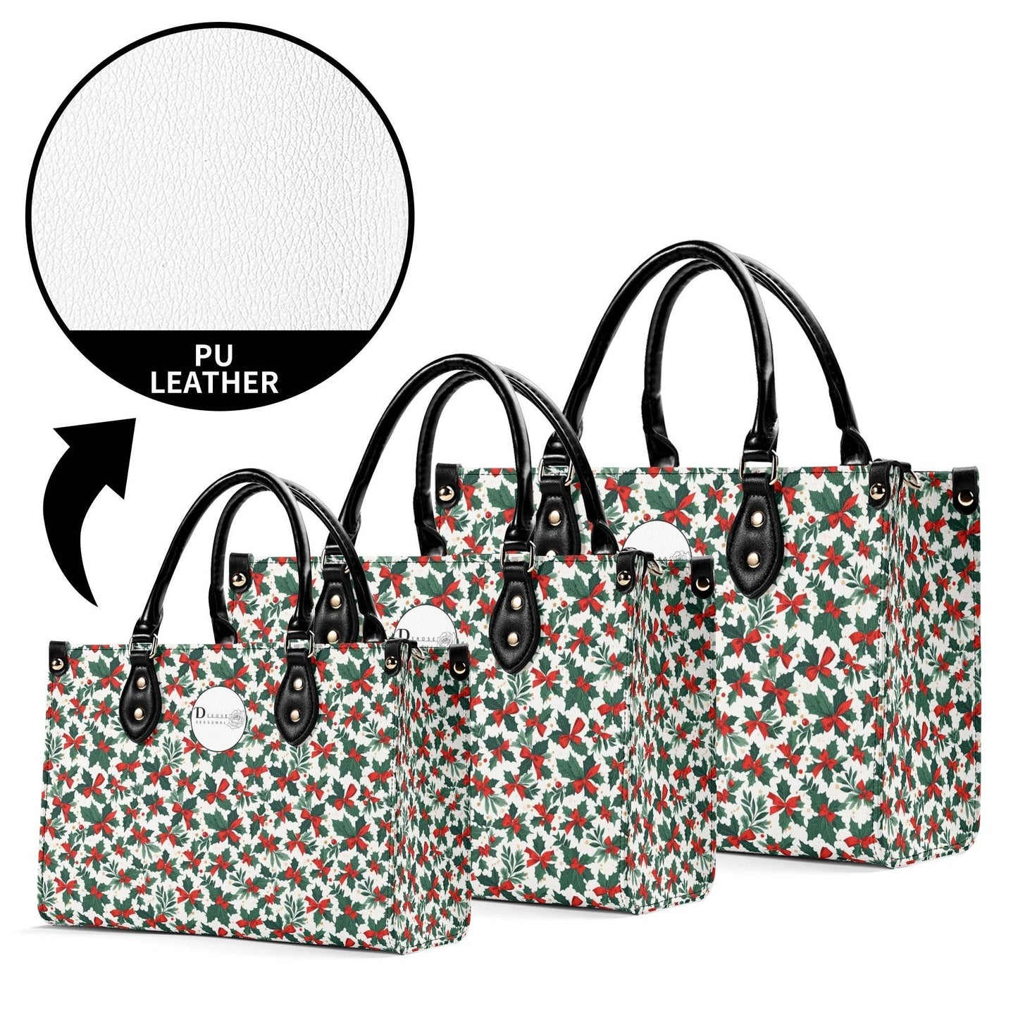 Holly Bow Luxury Women Leather Handbag (3 sizes) - DeRose Seasonal