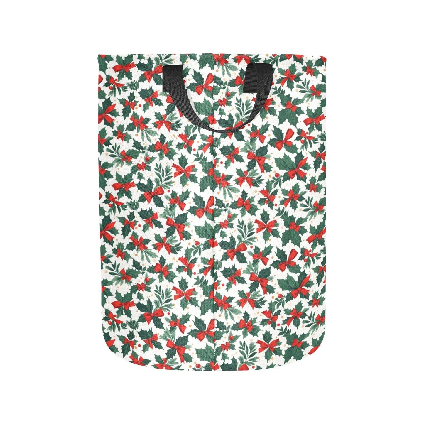Holly Bow Polyester Laundry and Blanket Basket - DeRose Seasonal
